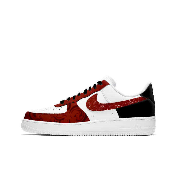 Nike Nike Air Force 1 Black Red No Entry, Premium, Vintage, Hand Drawn Graffiti Leather Cushioning Slip Resistant
