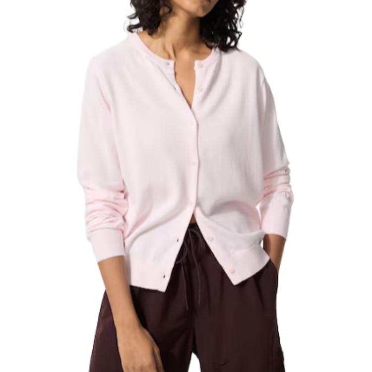 UNIQLO Knitwear Women's Pink Crew Neck Moderate Cardigan