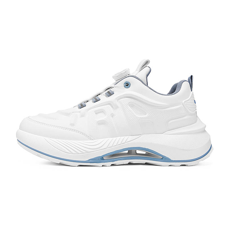 Warrior Cushioning Abrasion Resistant Lightweight Thermal Height Increasing Low top Running Shoes Men's White Blue Gray