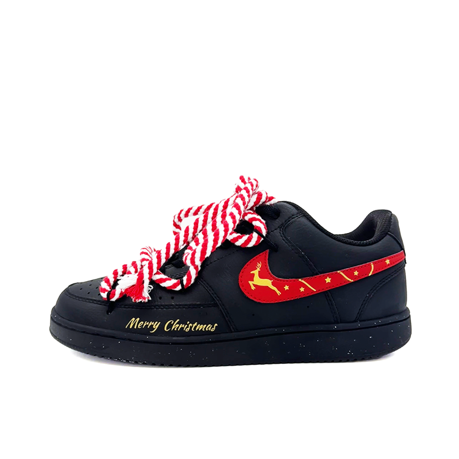 Nike Nike Court Vision 1 Holy Night Elk Abrasion Resistant Breathable Low top Skateboard Shoes Unisex Black Red