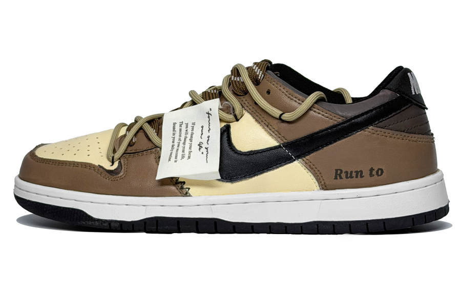 Nike Nike Dunk Abrasion Resistant Low top Skateboard Shoes Unisex Brown Yellow