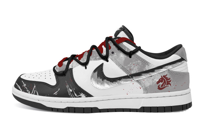 Nike Nike Dunk Brocade Saddle Reflecting Snow Slip Resistant Abrasion Resistant Low top Skateboard Shoes Unisex Black Gray