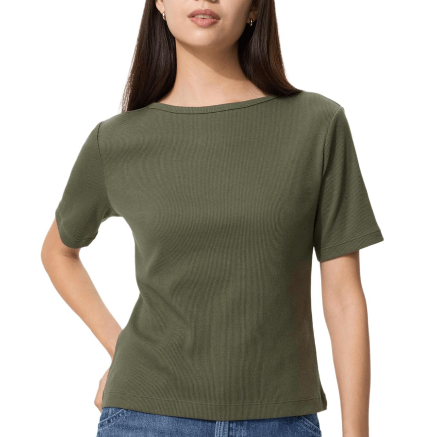 UNIQLO SS26 T Shirts Women's Olive Crew Neck