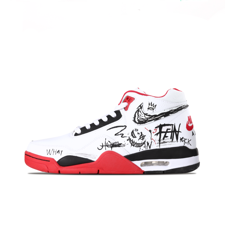 Nike Nike Flight Legacy Project Explosive, Rebellious Monologue Mid top Vintage Basketball Shoes Unisex White Red