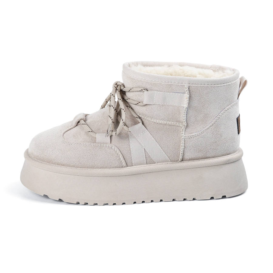 HUANQIU Thermal Height Increasing Fashionable And Versatile, Fleece Lined Platform Snow Boots Women's