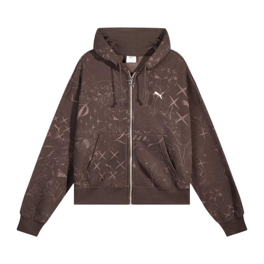 PUMA Glam FW25 STREET AOP Fleece Lined Loose Fit Zippers Hooded All Over Print Jacket Women's