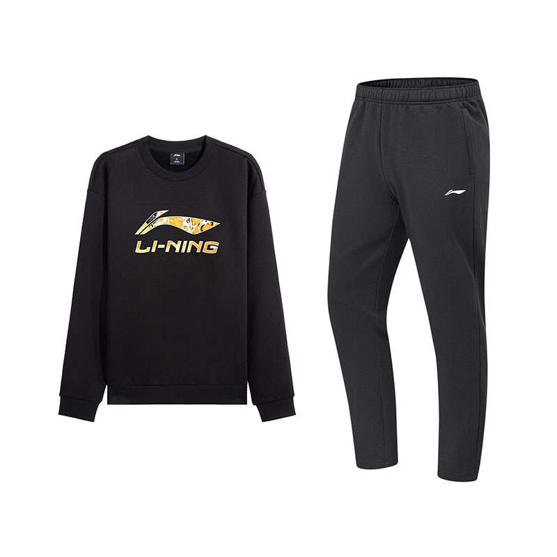 Li-Ning Li Ning Fashion Logo Print Solid Color Loose Fit Crew Neck Fleece Lined Hoodies & Sweatshirts Comfortable Pants