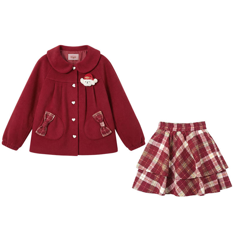 FABRIC PIG Two Piece Skirt Sets Women's Lapel Moderate Short