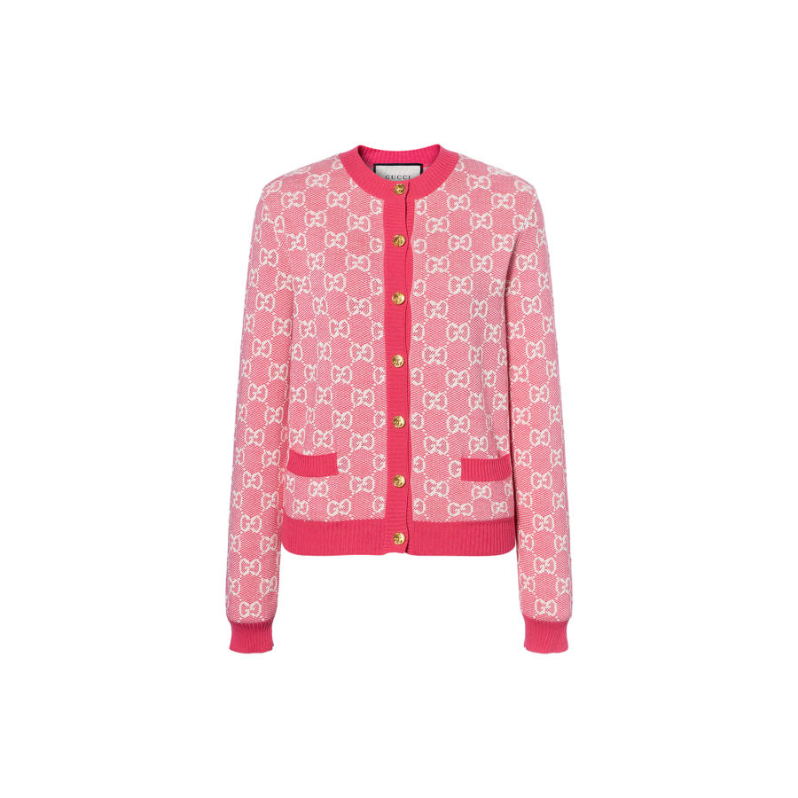 GUCCI 【Previous Season】GG jacquard crew neck cardigan