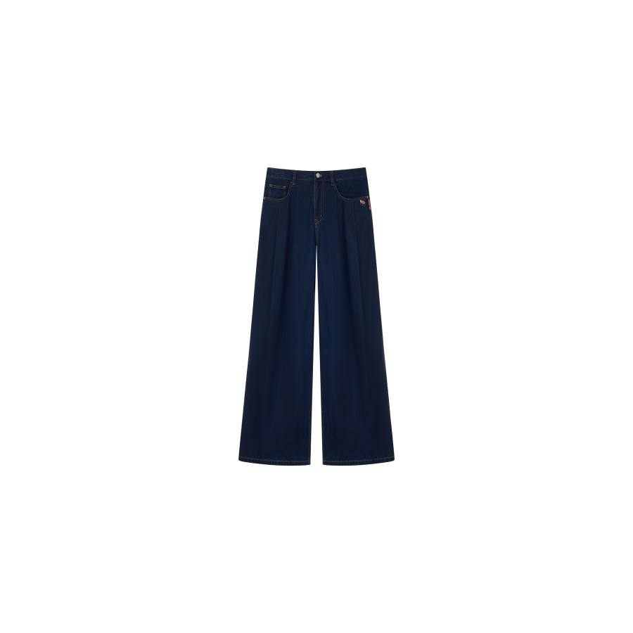 Teenie Weenie Jeans Women's Dark Blue Moderate Wide Leg Pants