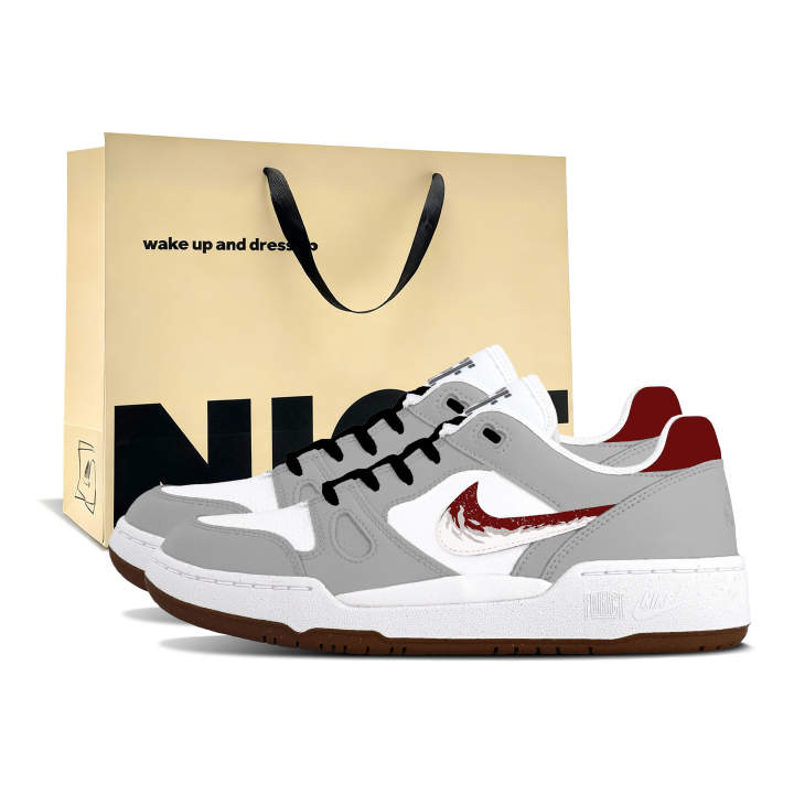 Nike Nike Full Force Abrasion Resistant Low top Skateboard Shoes Men's Gray Red White