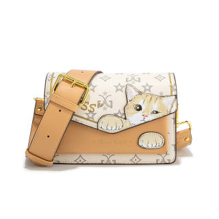 MISS GAIL Synthetic Leather Crossbody Bags Regular Women's Brown/White