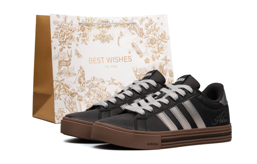 Adidas Adidas Daily 4.0 Cushioning Abrasion Resistant Low top Skateboard Shoes Unisex Black Silver