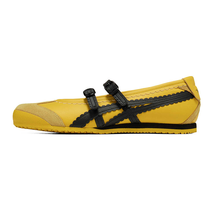 Onitsuka Tiger MEXICO 66 Flat Mary Jane Shoes Women's Yellow Black