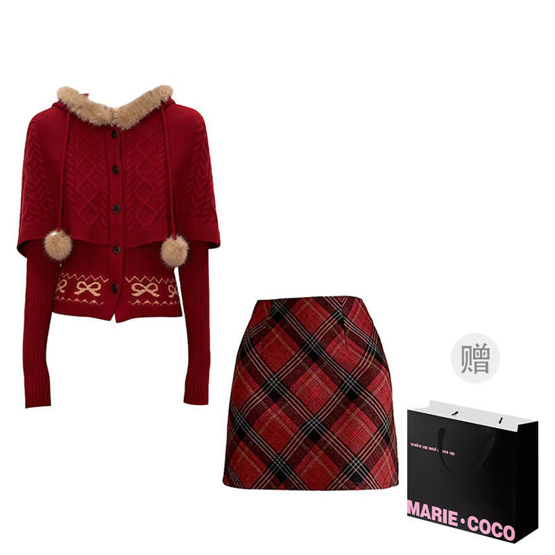 MARIE·COCO Two Piece Skirt Sets Women's Hooded Moderate Short