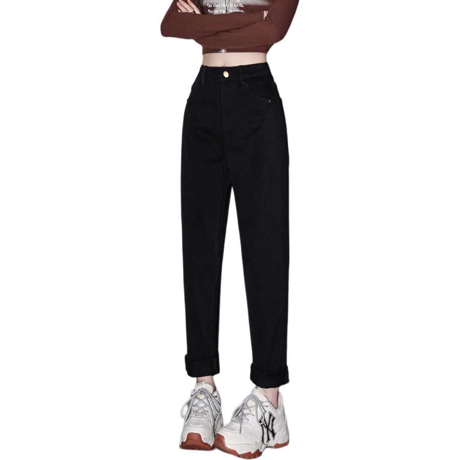 Tonlion High Rise Slimming Ankle Length Pants Loose Fit Korean Style Harem Pants Thickened And Fleece Lined Anti Aging