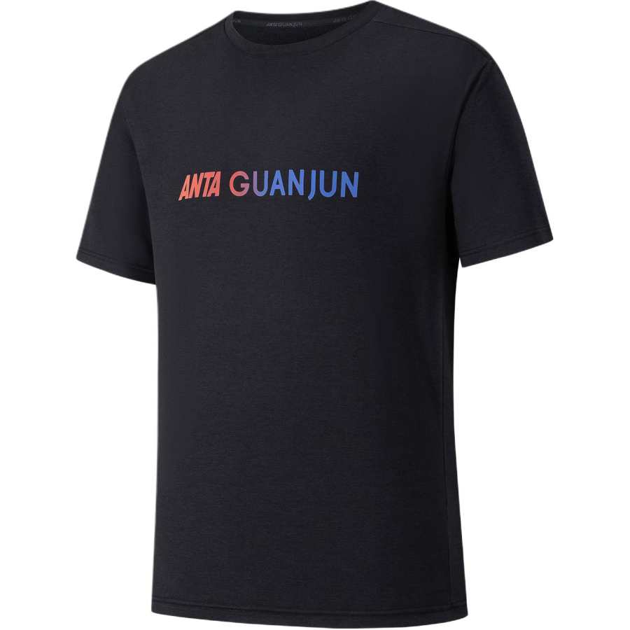 ANTA T Shirts Men's Black Crew Neck Moderate Straight Fit