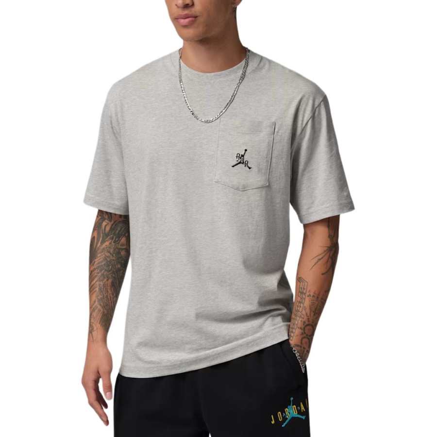 Jordan Jordan Air T Shirts Men's Gray/Black Crew Neck Moderate