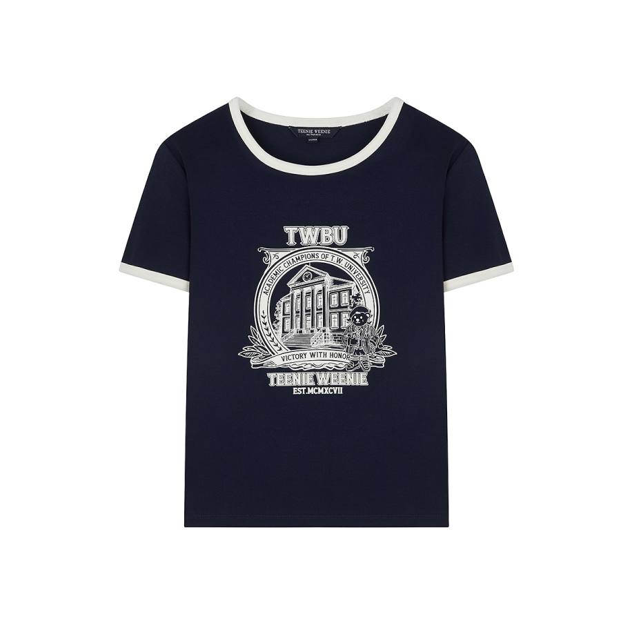 Teenie Weenie T Shirts Women's Crew Neck Moderate Straight Fit