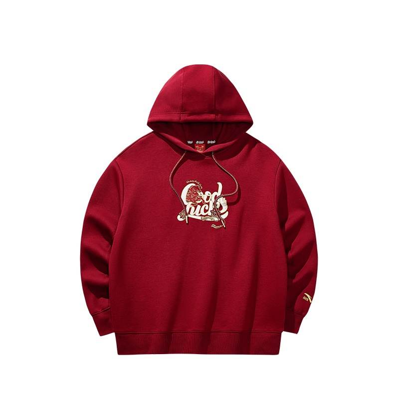 ANTA Sweatshirts Women's Vermilion Red Hooded Non Detachable Moderate