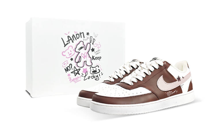 Nike Nike Court Vision 1 Sweet Smash, Special Box Low top Skateboard Shoes Men's Brown Pink