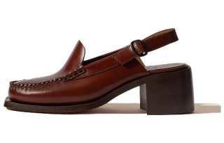 Hereu Cow Leather Block Heel High Heels Women's Tan