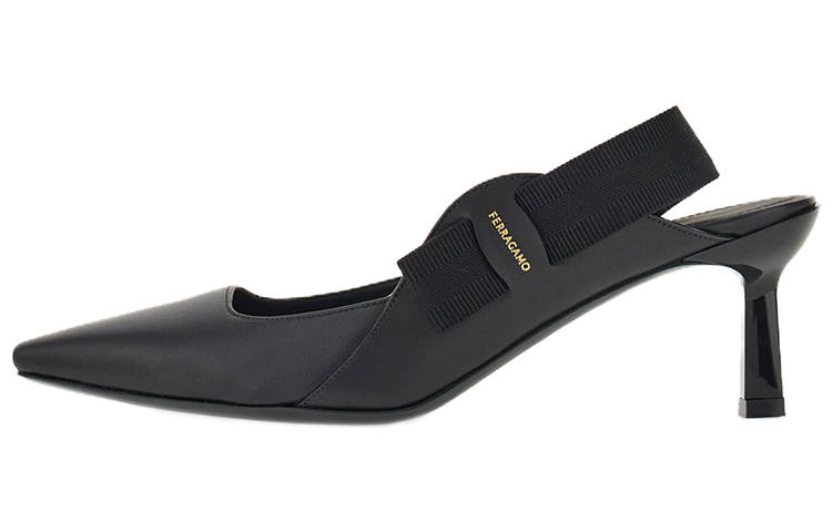 FERRAGAMO Vara Leather Slim Heel High Heels 5.5cm Women's Black