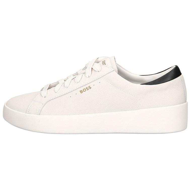 HUGO BOSS Belwar Leather Low top Round Tip Lace Up Men's White