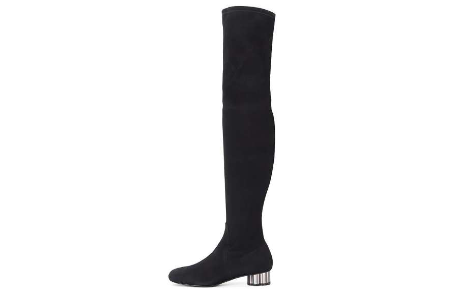 FERRAGAMO Brindisi Collection Suede Knee high Boots Women's Black
