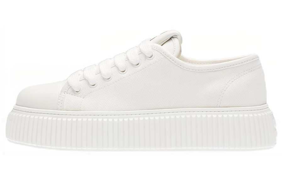 MIU MIU Denim Low top Stylish Skateboarding Shoes Women's White