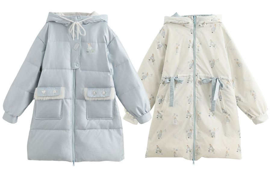 SNBL SNBL Down Jackets Women's Blue/White Reversible Hooded Thickened Reversible