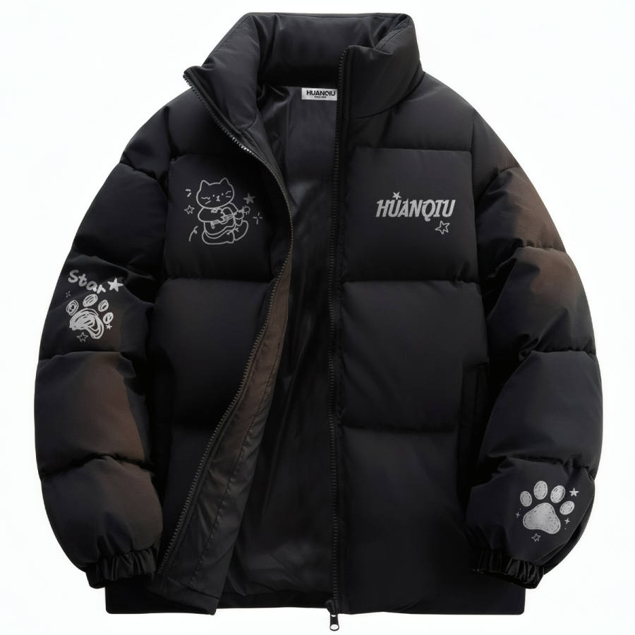 HUANQIU Puffer Jackets Unisex Stand Collar Thickened Padded Puffer Jacket