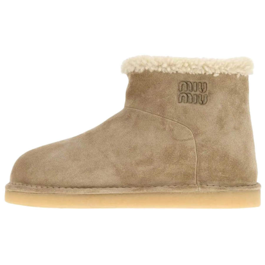 MIU MIU Cappuccino Ankle Length Snow Boots Women's Brown