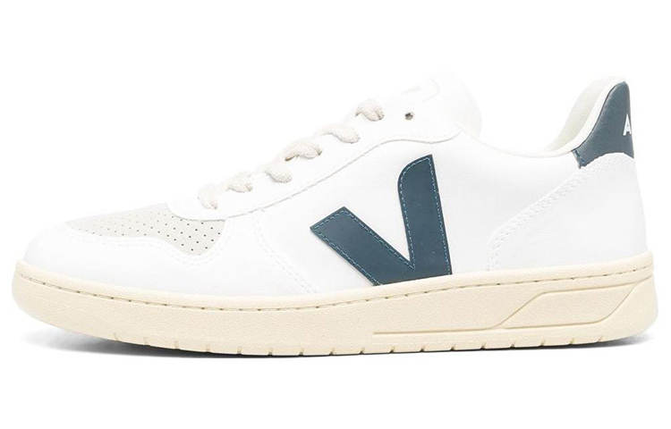 VEJA Leather Low top Stylish Skateboarding Shoes Unisex White Blue