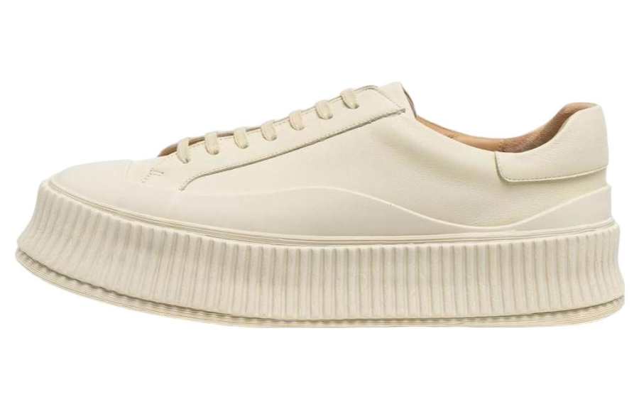 JIL SANDER Leather Low top Stylish Skateboarding Shoes Men's Beige