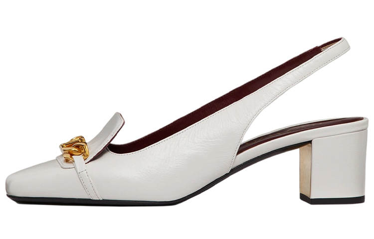 Valentino Vlogo Block Heel Mary Jane Shoes Women's White