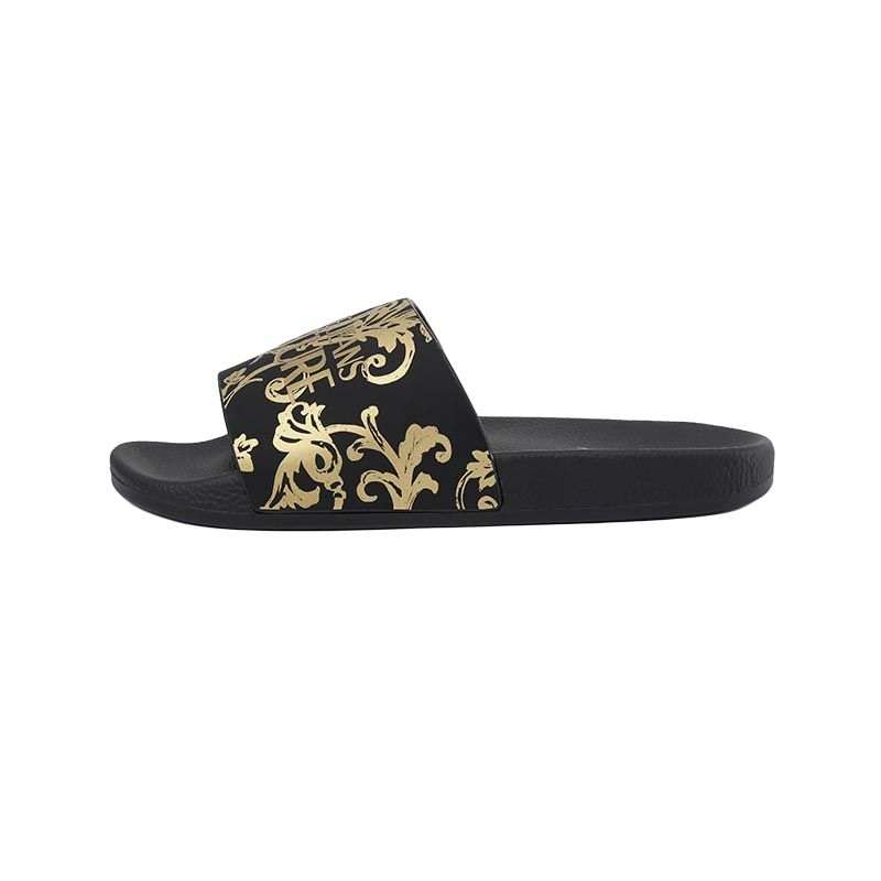 VERSACE JEANS COUTURE Slide Slippers Women's Black Gold