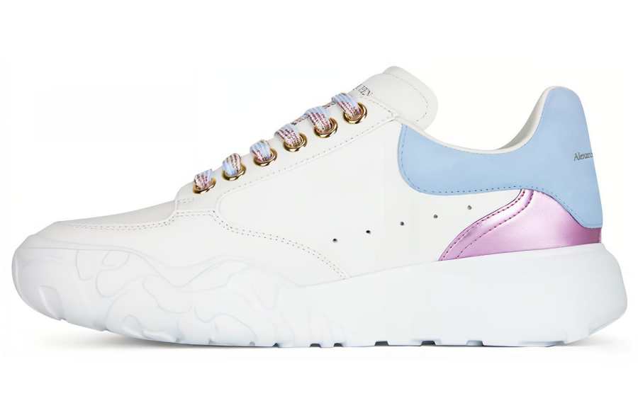 Alexander McQueen Court Trainer Leather Low top Casual Shoes Women's White Blue Purple