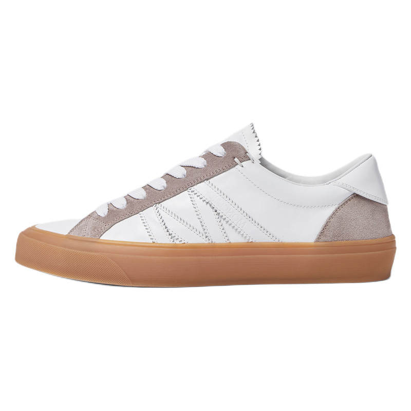 Moncler Monaco M Cow Leather Low top Skateboard Shoes 3cm Men's White