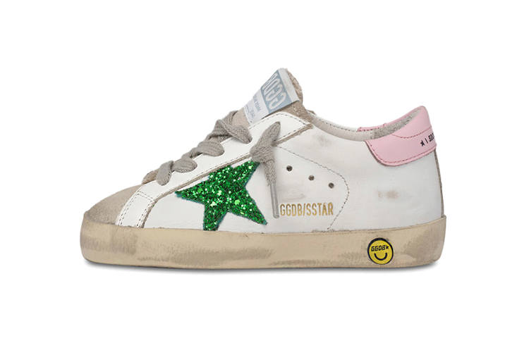 Golden Goose Super Star Low top Toddler Shoes White Green Infant And Toddler