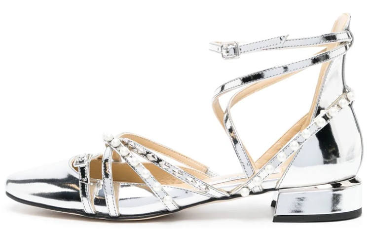 Jimmy Choo Celestia Patent Leather, Leather Women's Casual Shoes 2.5cm Women's Silver