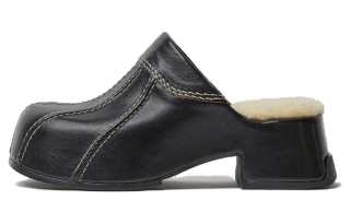 MIISTA Leather Closed Toe Slippers 4.5cm Women's Black