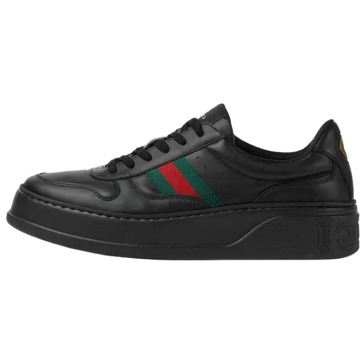 GUCCI Leather Low top Skateboard Shoes Men's Black
