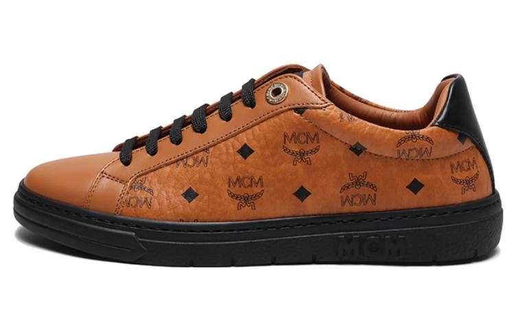 MCM Leather Low top Stylish Skateboarding Shoes Women's Brown