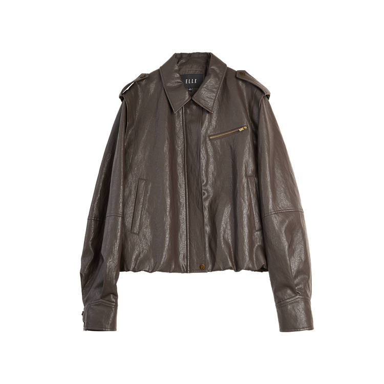 ELLE Jackets Women's Coffee Lapel Moderate Workwear