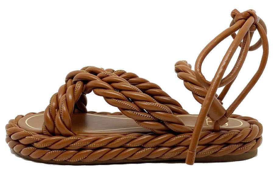 Valentino The Rope One Strap Sandals Women's Brown