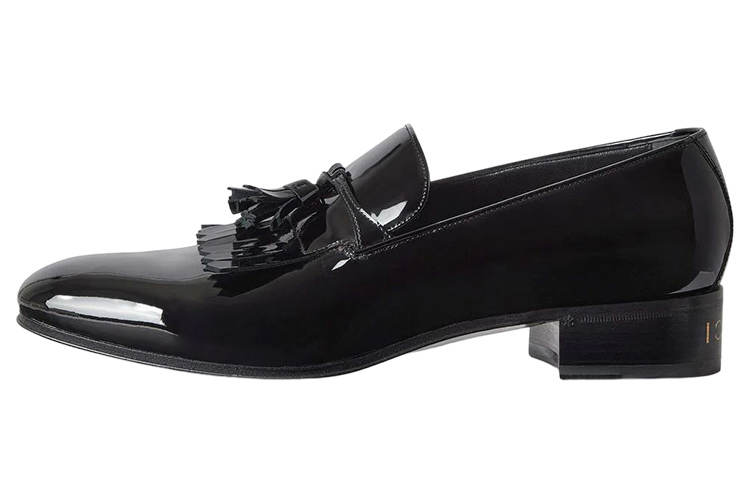 GUCCI Patent Leather Flat Shoes Casual Shoes Men's Black