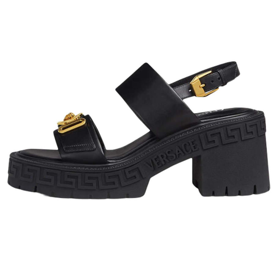 VERSACE MEDUSA BIGGIE Leather Fashion Sandal Women's Black