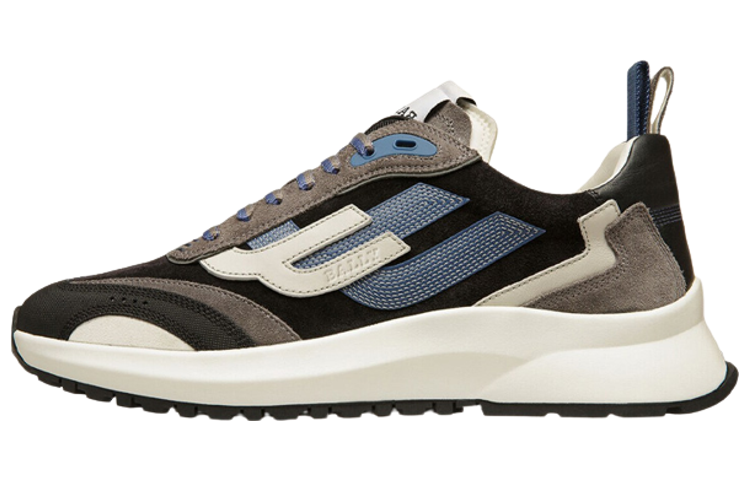 BALLY Leather Low top Casual Shoes Men's Gray Black Blue