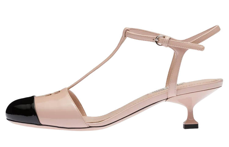MIU MIU Killer Leather Cone Heel High Heels Women's Black Pink
